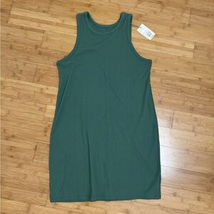 Green Ribbed Sleeveless Dress